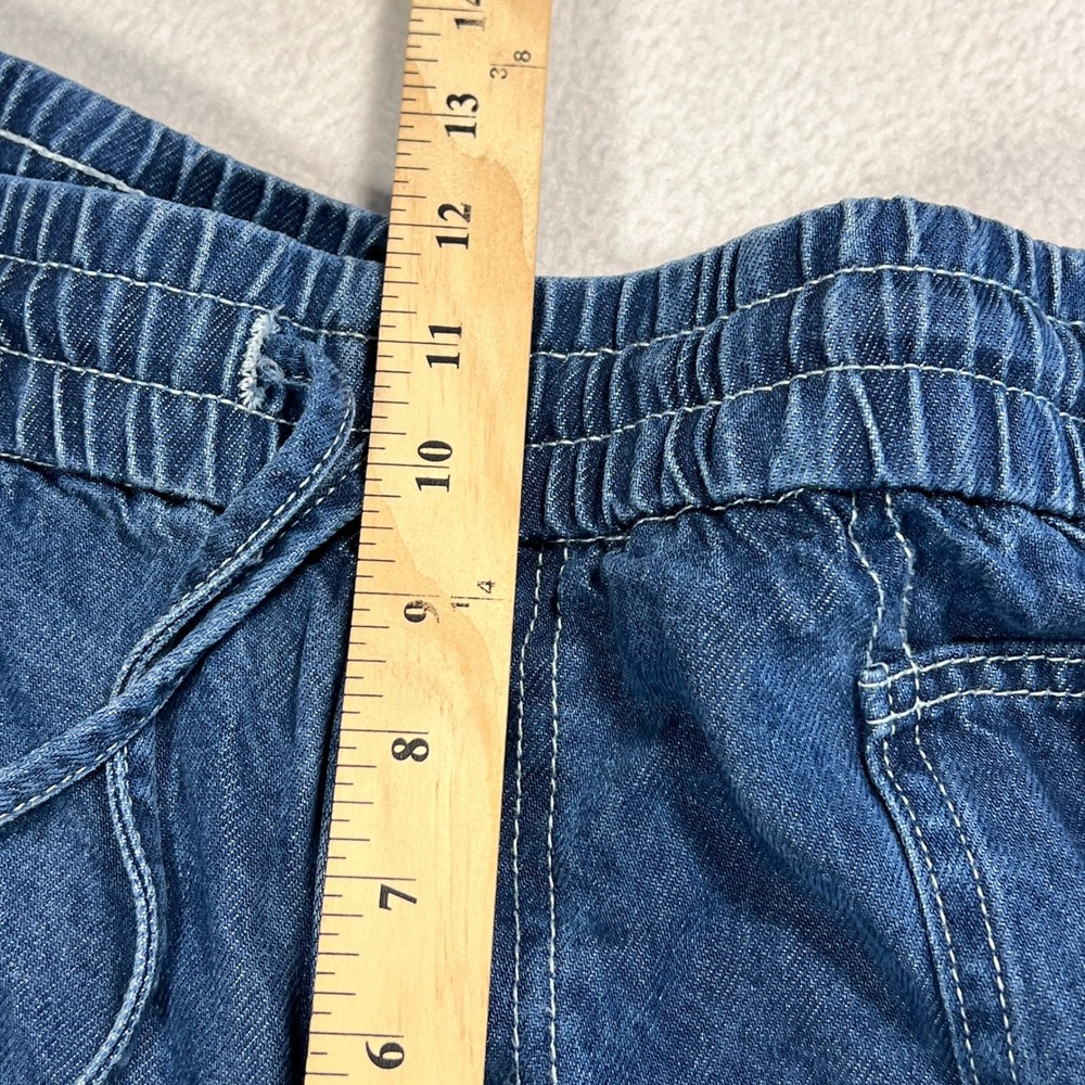Fashion Nova Extra Flared Wide Leg Pants Women XL Blue Lyocell Denim Drawstring - Picture 9 of 11